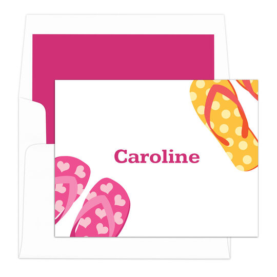 Pink Flip Flops Folded Note Cards